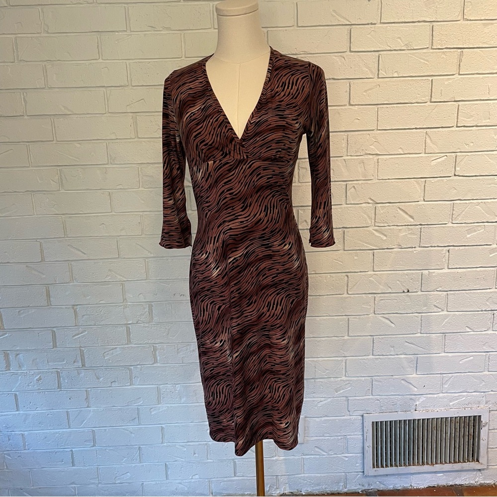 Vintage y2k Niche Brown Zebra Print Bodycon Dress M